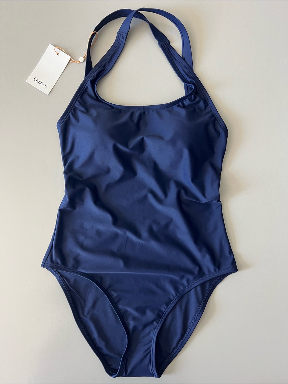 New Quince Italian Cross-Back One-Piece Swimsuit in Deep Navy Size M